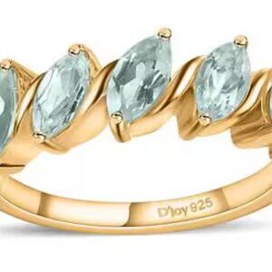 TOPAZ 7 Stone RING Yellow GOLD Over Sterling Silver Size 8